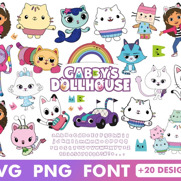 20+ Gabbys Puppenhaus SVG, Gabbys Puppenhaus Schriftart, Gabbys Puppenhaus Png-Dateien für Cricut & Silhouette, Instant download