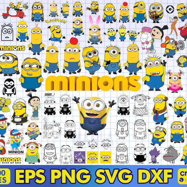 Bundle Svg Minions en couches, Minions visages Svg, Minions Png, svg Kevin, Despicable Me Svg, fichier de coupe pour Cricut, Silhouette, fichiers numériques