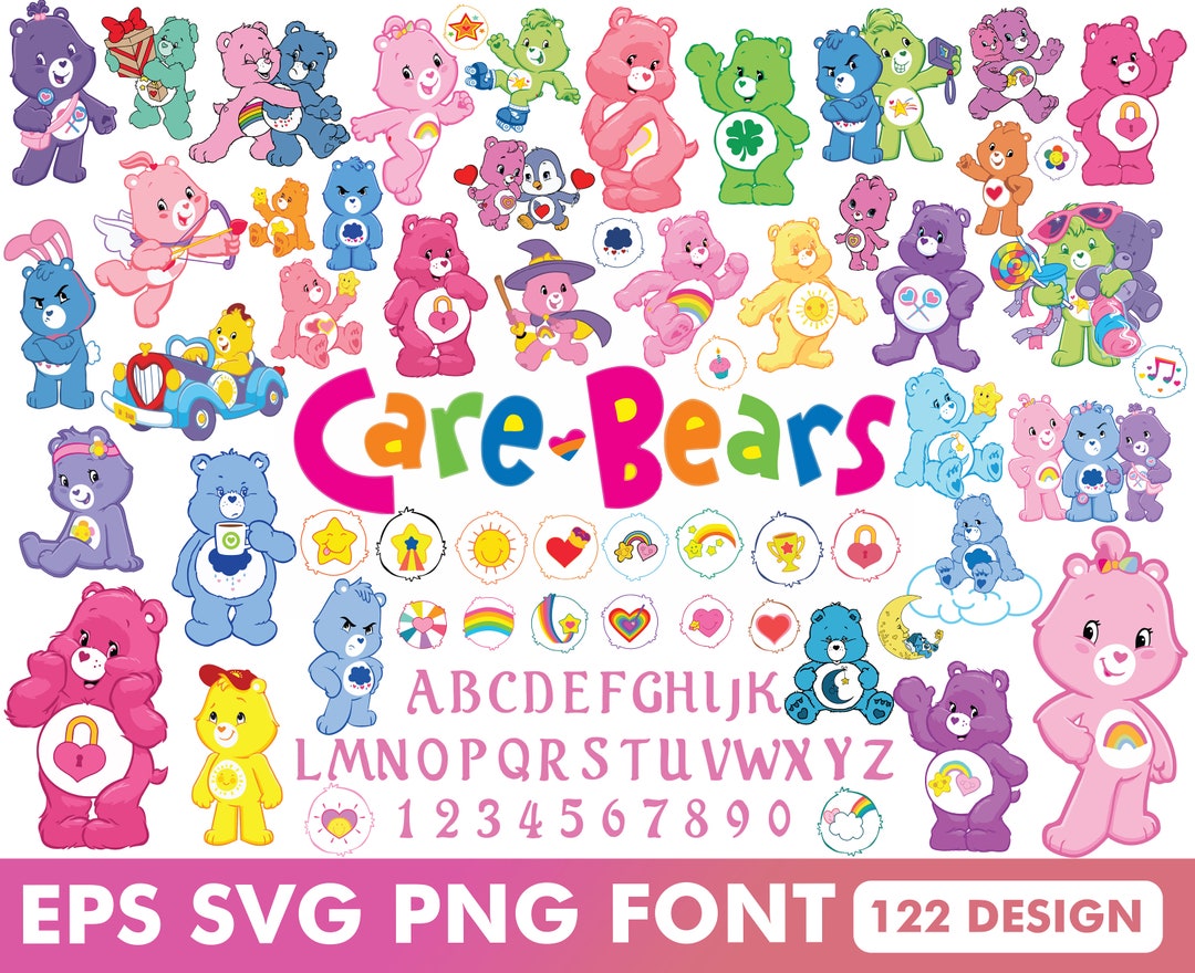 120 Care Bears SVG Bundle, Layered Design, Care Bears Png, Clipart