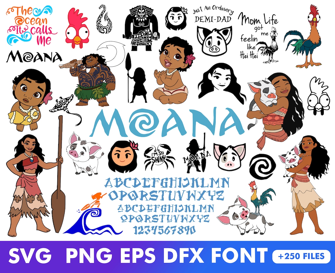 250 Moana SVG Bundle, Moana Svg Files for Cricut, Moana Cake Topper ...