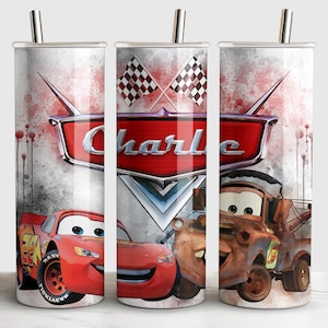Personalised Lightning McQueen Cars Movie Tumbler Bundle, 20oz Straight & Tapered Cars Digital Download, Cars Theme 20oz Skinny Tumbler Wrap