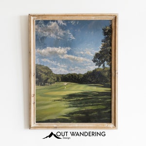 Golf Course Green Art Vintage Painting | Golfer Gift Idea | Downloadable Print Oil Painting