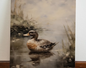 Vintage Mallard Duck Oil Painting Print | Farmhouse Lake House Wall Art (Digital Download)