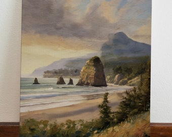 Beach Shore Coast Ocean Landscape Art | Vintage Digital Print Oil Painting | Printable Decor Oregon Washington PNW