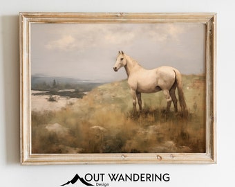 Vintage Horse Oil Painting | Equestrian Farmhouse Wall Art (Digital Download)