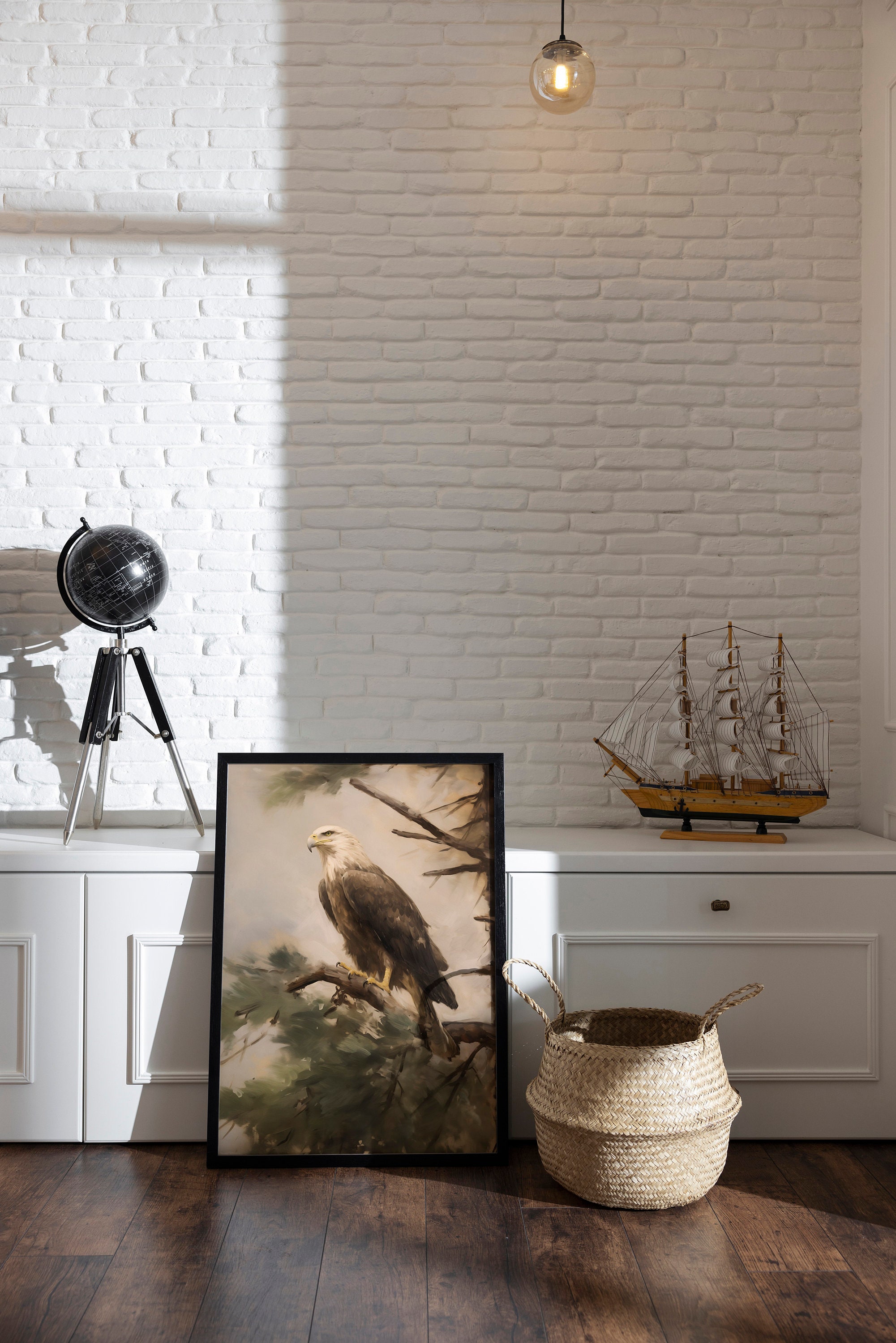 Vintage Bald Eagle Oil Painting | Wildlife Art Print (digital Download ...