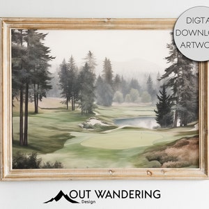 Golf Art Vintage Print Oil Painting | Gift Idea | Digital Downloadable