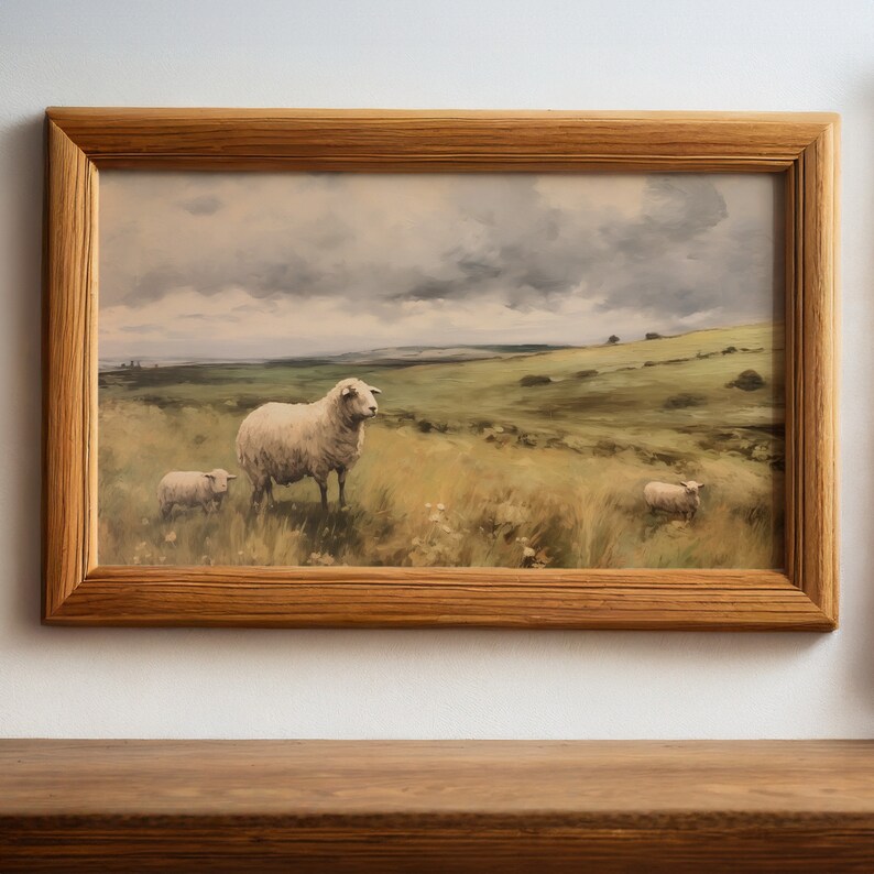 Vintage Sheep Painting | Farmhouse Wall Art (digital Download) - Etsy