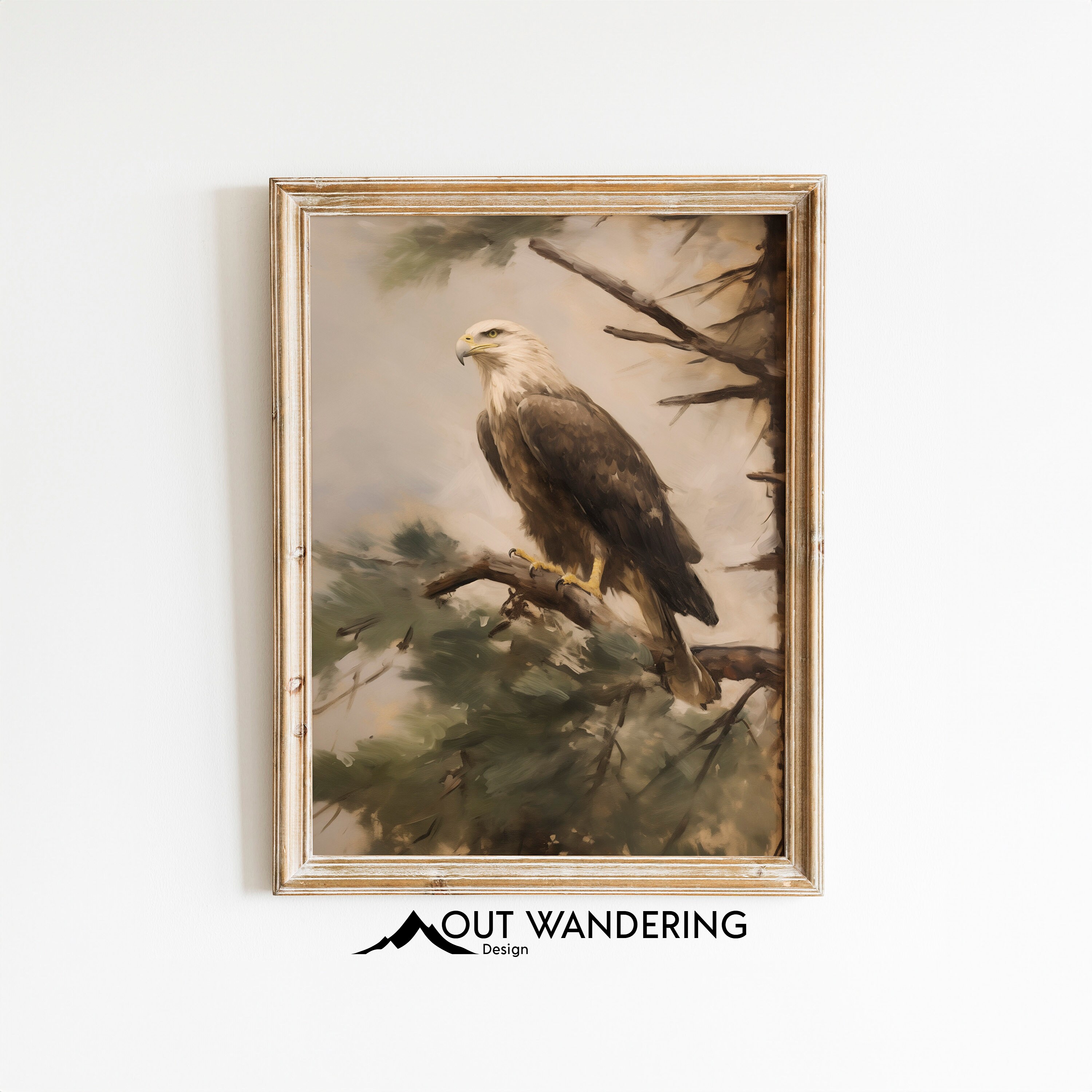 Vintage Bald Eagle Oil Painting | Wildlife Art Print (digital Download ...