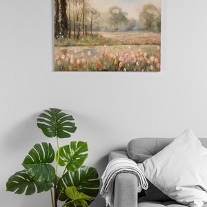 Vintage Tulip Field Oil Painting Print | Botanical Spring Wall Art ...