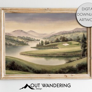 Golf Course Art Vintage Painting | Fathers Day Idea | Downloadable Print Oil Painting