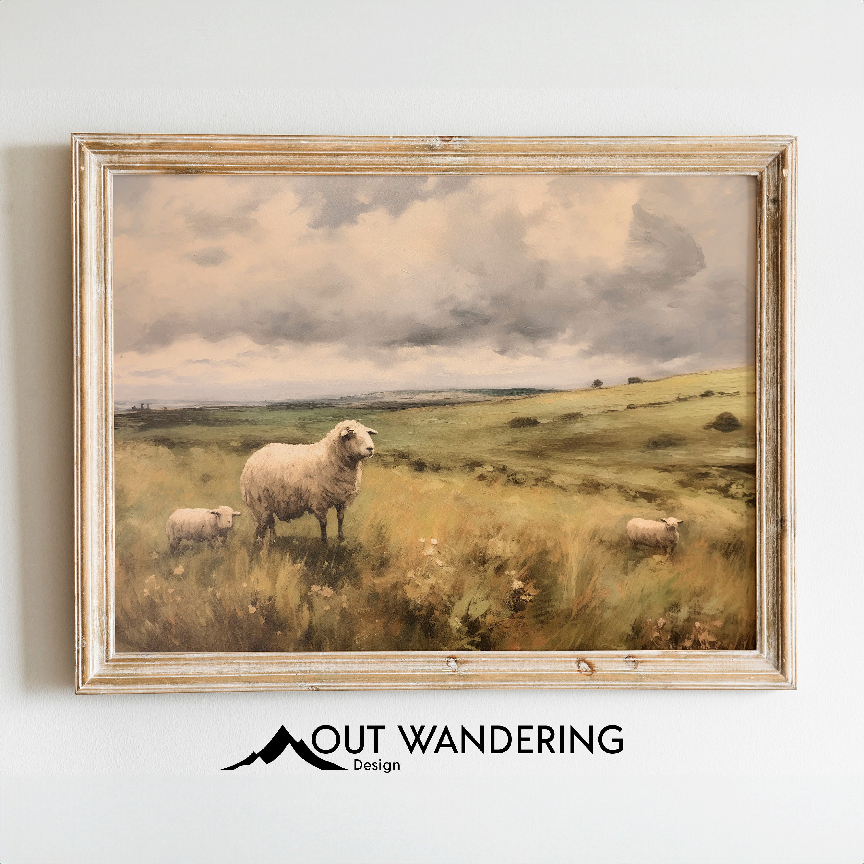 Vintage Sheep Painting | Farmhouse Wall Art (digital Download) - Etsy