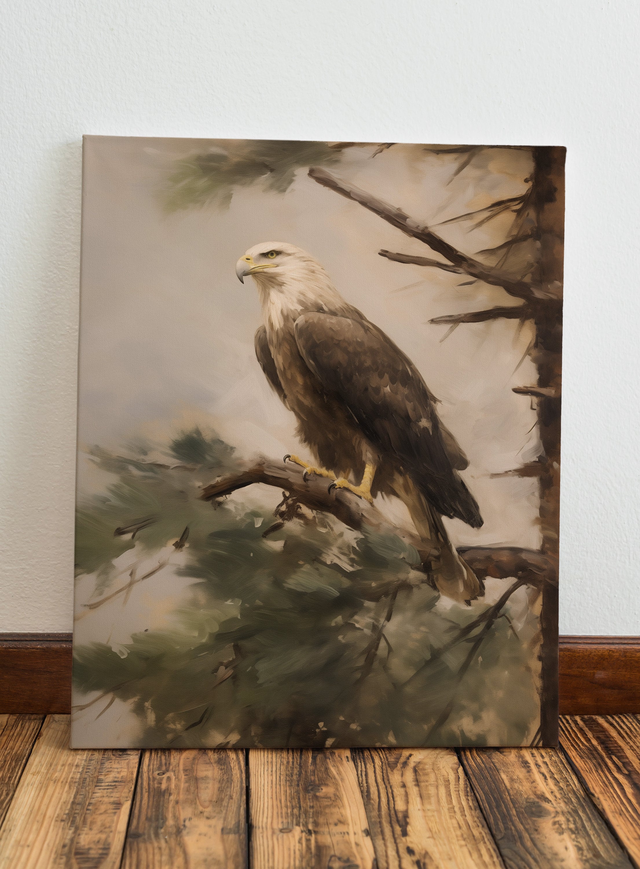 Vintage Bald Eagle Oil Painting | Wildlife Art Print (digital Download ...