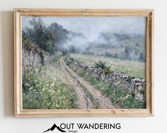 Impressionist Country Lane Print, Wildflower Meadow, French Countryside Art (Digital Download)
