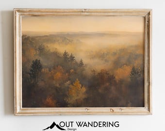 Vintage Style Autumn Forest Print | Oil Painting Landscape (Digital Download)