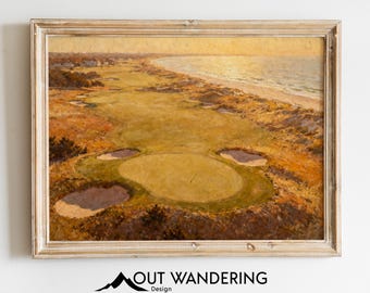 National Golf Links Aerial Oil Painting Print (Digital Download) – Vintage Course Wall Art