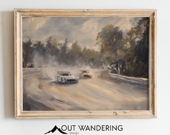 Vintage Dirt Track Race Car Oil Painting | Nascar Art (Downloadable Print)