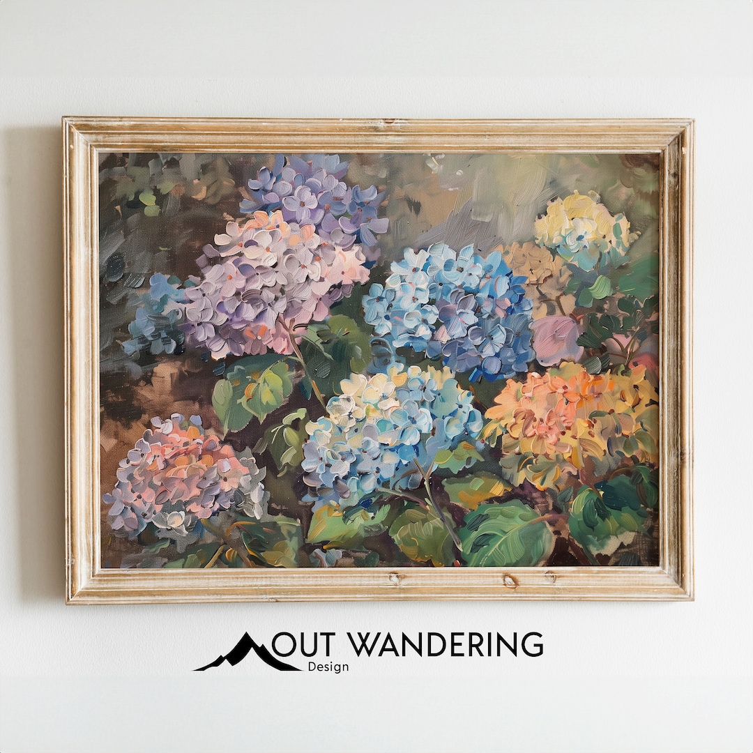 Hydrangea Flower Botanical Garden | Vintage Oil Painting Print ...