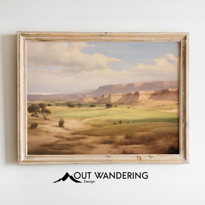 Pintura vintage de campo de golf en el desierto / Idea de regalo de golf para tienda profesional / Impresión descargable de pintura al óleo