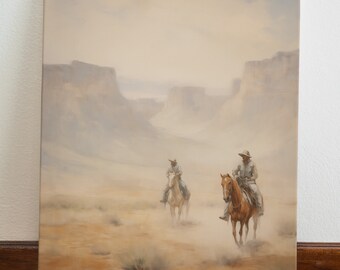 Cowboys Riding Horses Painting | Vintage Southwest Canyon Art (Printable Download)