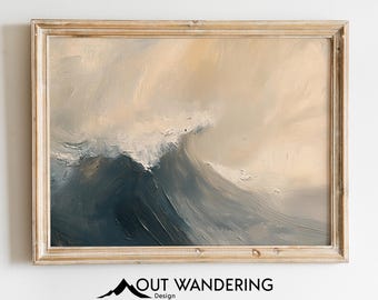 Abstract Ocean Wave Oil Painting Print | Vintage Seascape Wall Art (Digital Download)