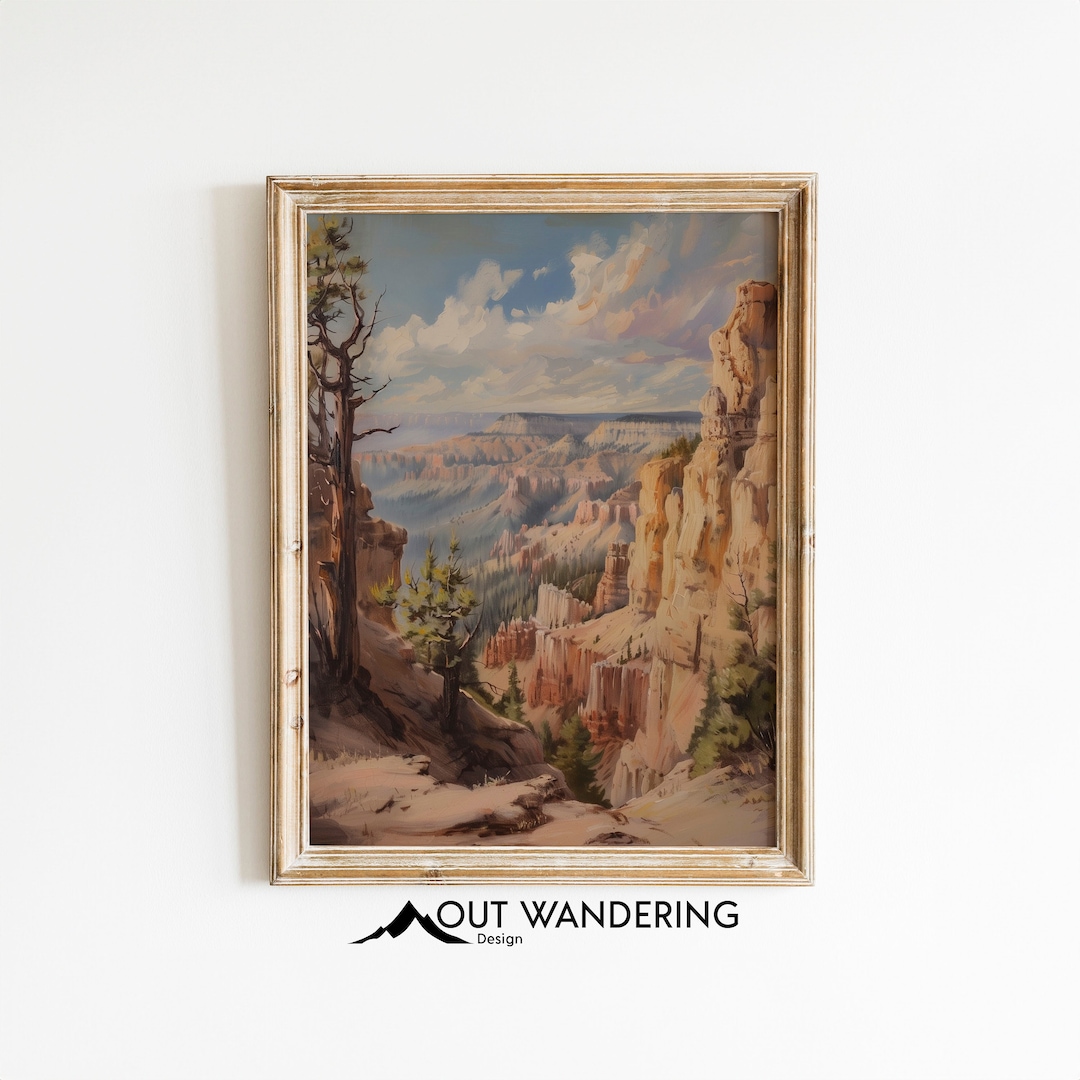 Gallery Detail: Bryce Canyon Landscape Oil Painting Print Vintage Southwest Wall Art