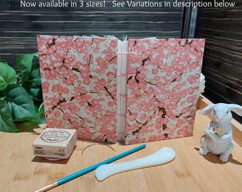 Handbound Watercolor Sketchbook: Sakura Chiyogami Cover, Coptic Stitch