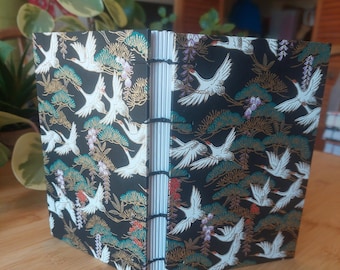 Handbound Watercolor Sketchbook: Japanese Chiyogami Crane Paper, Lay Flat Coptic Binding