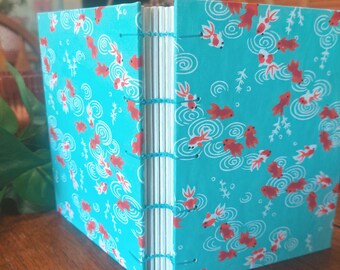 Handbound Watercolor Sketchbook: Japanese Chiyogami Cover, Coptic Stitch