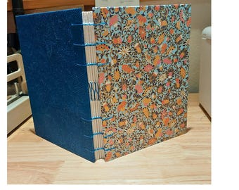Handbound Coptic Stitch Sketchbook: Chiyogami Cover, Lay Flat Art Journal