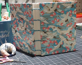 Handbound Watercolor Sketchbook: Coptic Stitch, Japanese Chiyogami Cover