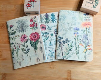 Floral Pocket Sketchbook Set, Botanical Notebook, Travel Journal