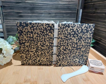 Handbound Watercolor Sketchbook: Japanese Chiyogami Cover, Coptic Stitch