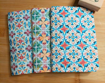 Floral Pocket Sketchbook Set, Hand Sewn Travel Journal, Artist Gift