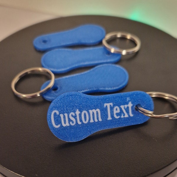 CUSTOM TEXT! Pack of 4 Shopping Trolley Token Key Chain, Removable Shopping Trolley Token, Plastic Shopping Token Shopping Trolley Tool