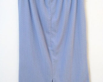 Vintage Laura Ashley WM Large Blue Pencil Skirt Fleece Cable-Knit Design