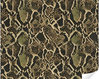 Snakeskin Peel and Stick Wallpaper, Brown Black Olive Snake Print, Python Skin Reptile Pattern Wall Mural