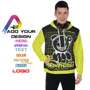 Custom Men’s Hoodie – Personalized Thick Pullover Hoodie with Your Design, Graphic, Logo, Text, Color – Streetwear Look, Gift for Him