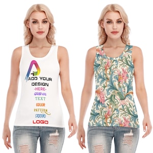 Benutzerdefiniertes Damen Workout Tank Top, All Over Print Gym Shirt, Grafik, Foto, Logo oder Text, personalisiertes athletisches T-Shirt, Sommer Geschenkidee