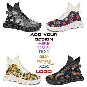 Custom High Top Blade Running Shoes – Personalized Unisex Sneakers with Your Design, Logo, Text, Colors – Gift for Him Her, Birthday, Sports