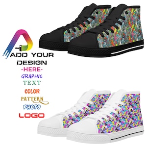 Custom High Top Sneakers with Your Design – Personalized Converse Style Canvas Shoes – Custom Photo or Logo Sneakers for Men & Women