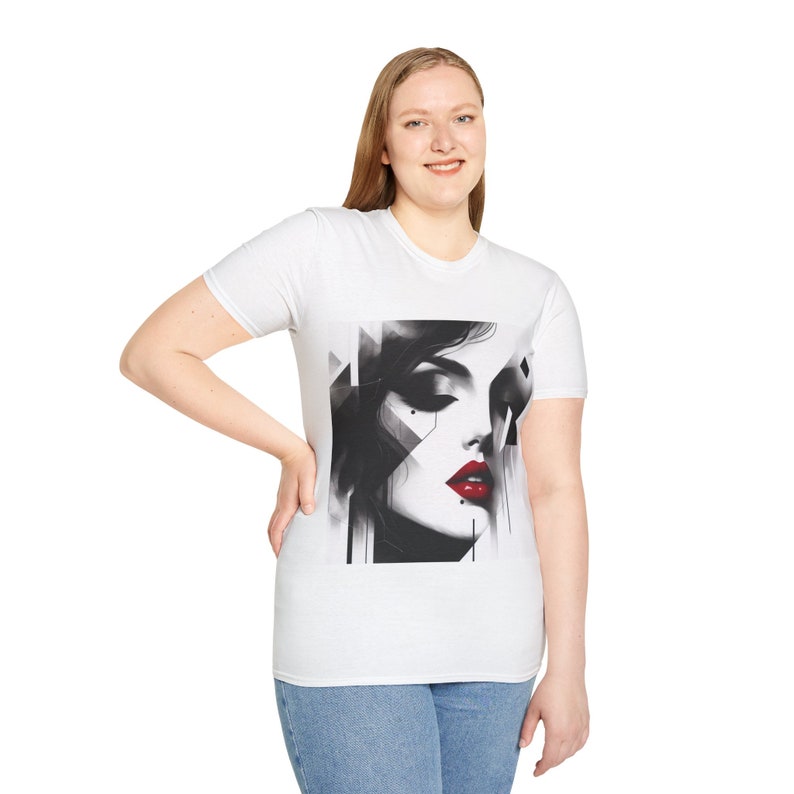 Women Abstract Face T-shirt, Face Art Graphic Shirt, Unique Face Tee ...