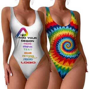 Custom One Piece Swimsuit – Personalized High-Cut Bathing Suit for Women – Unique Swimwear for Beach, Pool Party, Summer or Bachelorette