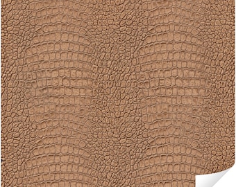 Brown Crocodile Embossed Leather Peel and Stick Wallpaper, Tan Alligator Skin Leather Texture Wall Mural