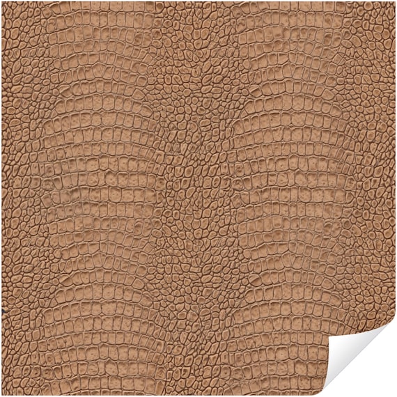 Brown Crocodile Embossed Leather Peel and Stick Wallpaper, Tan Alligator Skin Leather Texture Wall Mural