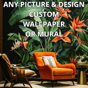 Custom Wallpaper from Your Design or Artwork, Peel and Stick or Traditional – Custom Size Wall Covering, Removable Mural Print