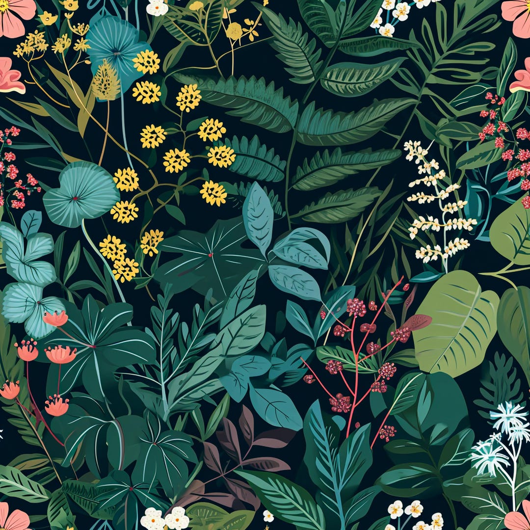 Dark Botanical Peel and Stick Wallpaper, Green Leaf Removable Wall ...