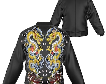 Dragon Bomber Jacket Asian Men's Gift Man's Tattoo Rockabilly
