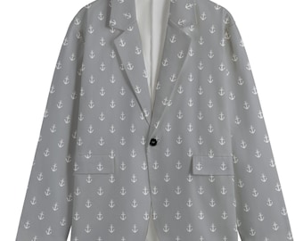 Men Anchor Blazer Jacket Nautical Costume Coat Captain Ship Sailor Cosplay Ocean Lover Gift Novelty Boat Navel Style Maritime Fashion