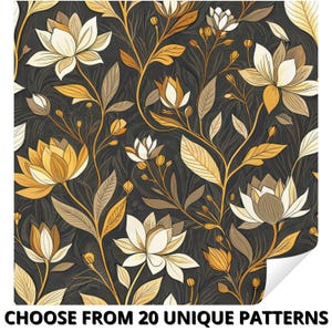 Elegant Vintage Lotus Floral Peel and Stick Wallpaper, Removable Botanical Self-Adhesive Wall Mural, Lotus Flowers Pattern Wallcovering